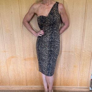 Stop Staring Brown Leopard One-Shoulder Dress